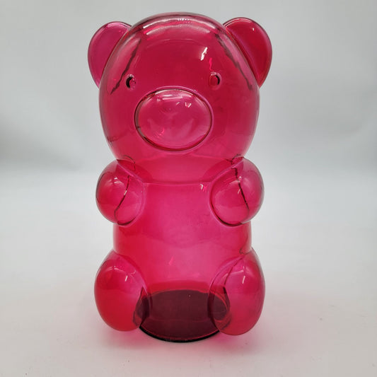 Pink Teddy Bear Shaped Glass Container