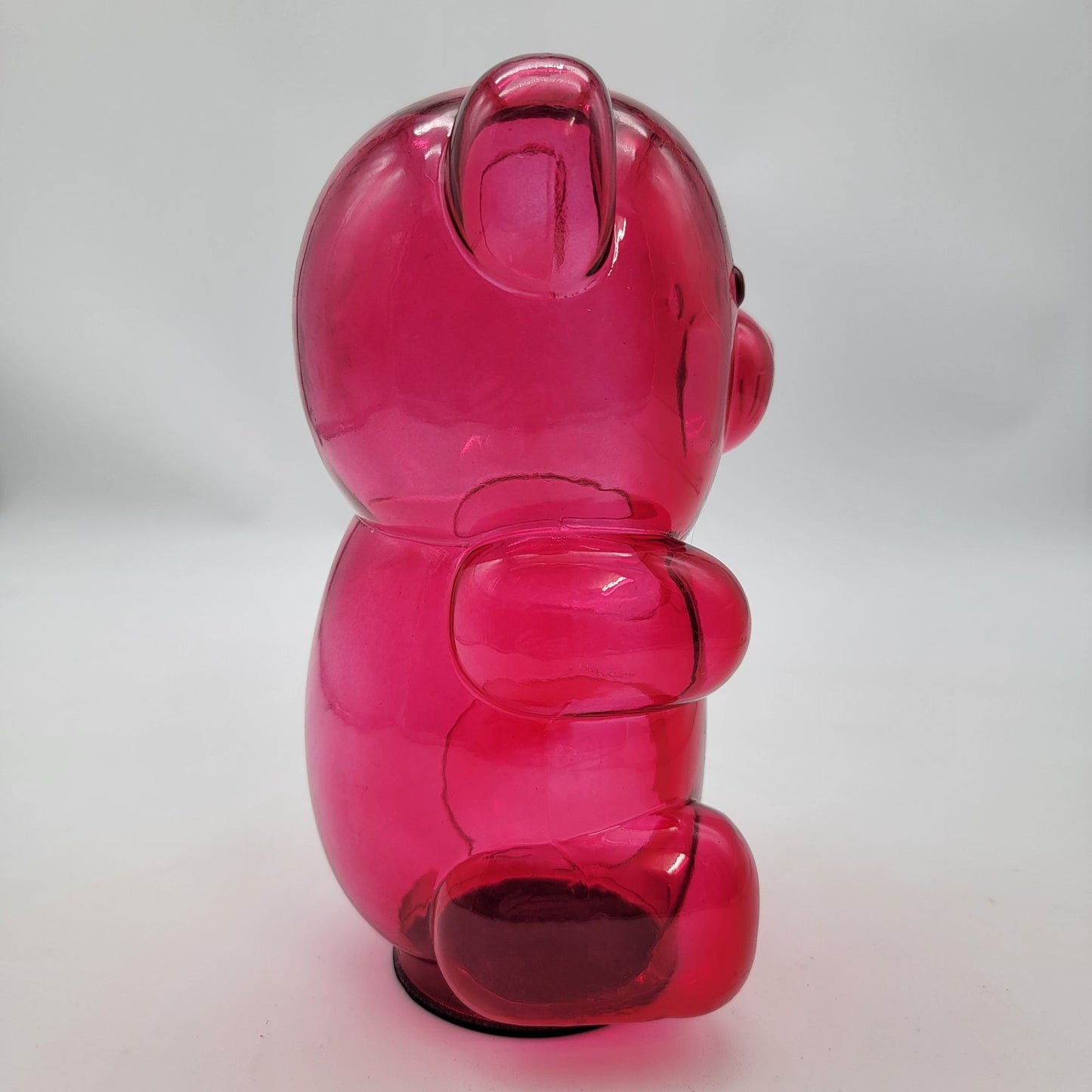 Pink Teddy Bear Shaped Glass Container