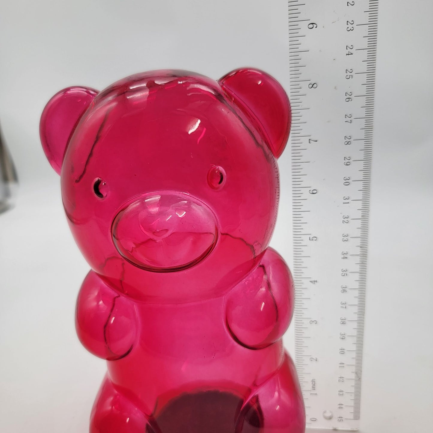 Pink Teddy Bear Shaped Glass Container