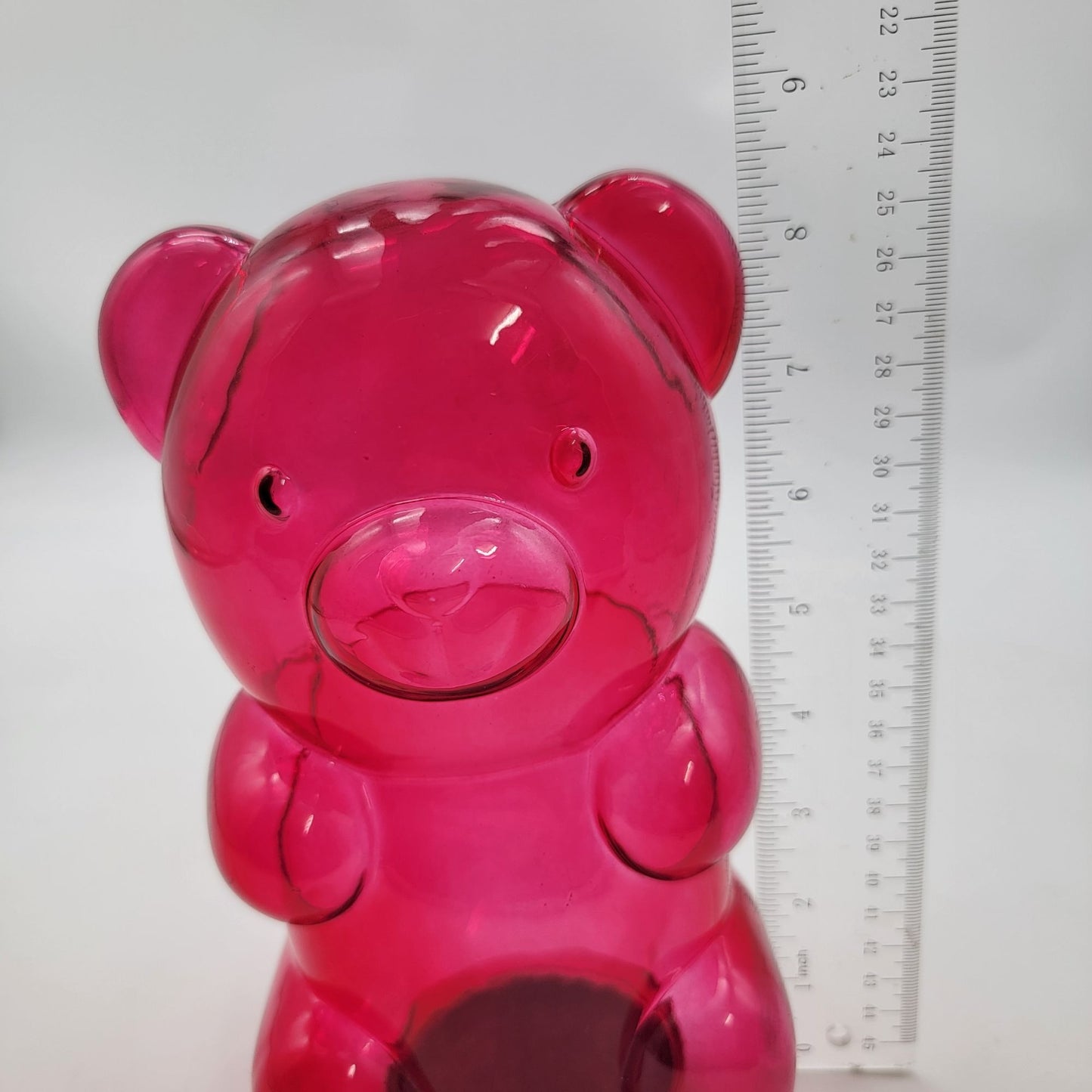 Pink Teddy Bear Shaped Glass Container