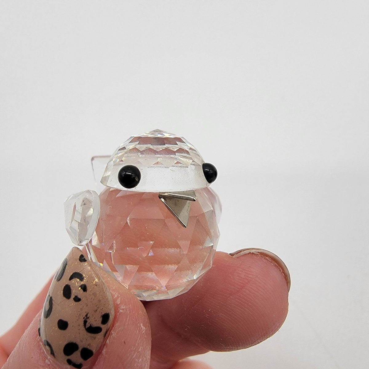 Swarovski Silver Crystal Mini Baby Chickadee Bird Figurine In Original Box