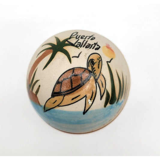 Vintage Tonala Pottery Sea Turtle Trinket Box Signed