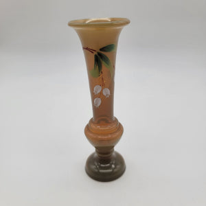 Vintage Bohemian Czech Glass Enameled Bud Vase Lily Of The Valley