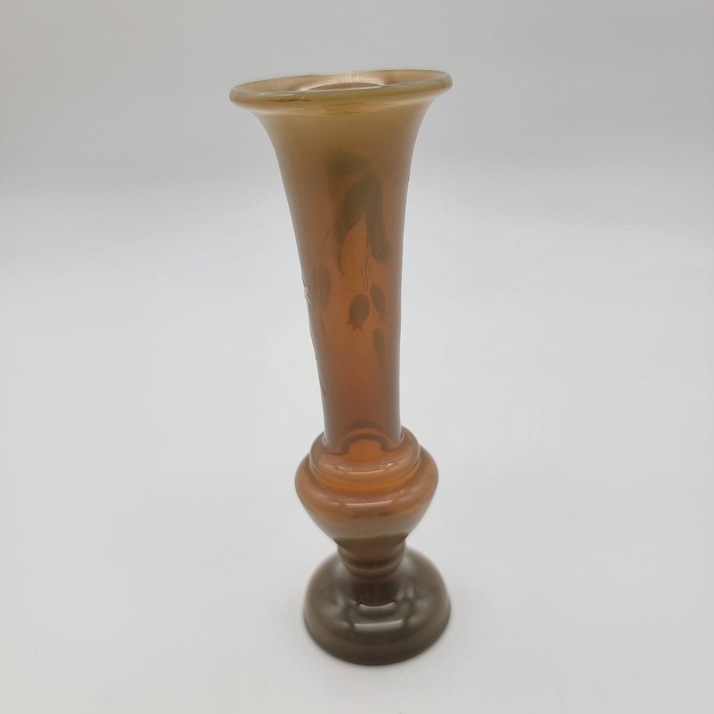 Vintage Bohemian Czech Glass Enameled Bud Vase Lily Of The Valley