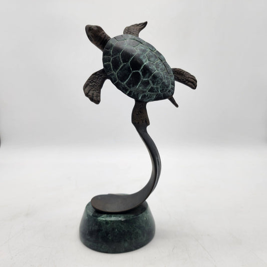 SPI Bronze & Marble Sea Turtle Sculpture Figurine