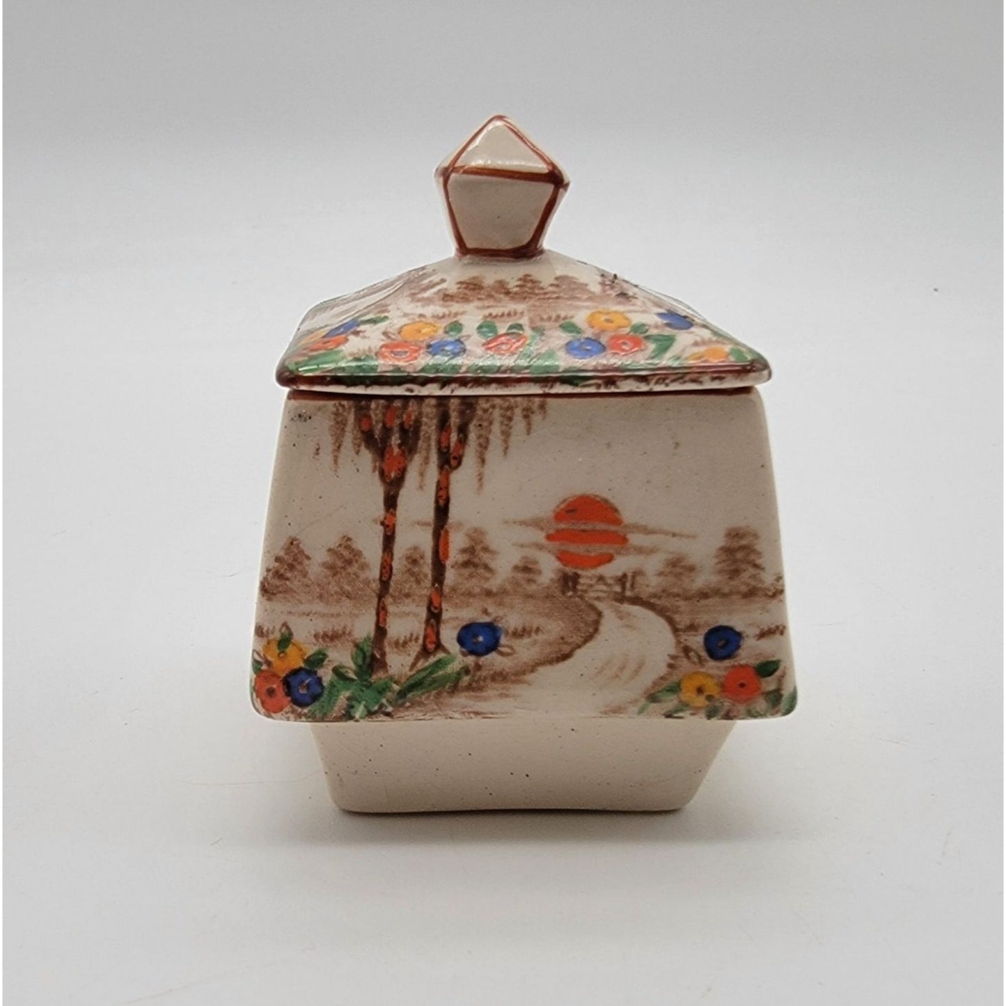 Art Deco T.G. Green & Co Fairy Glen Mustard Condiment Pot With Lid