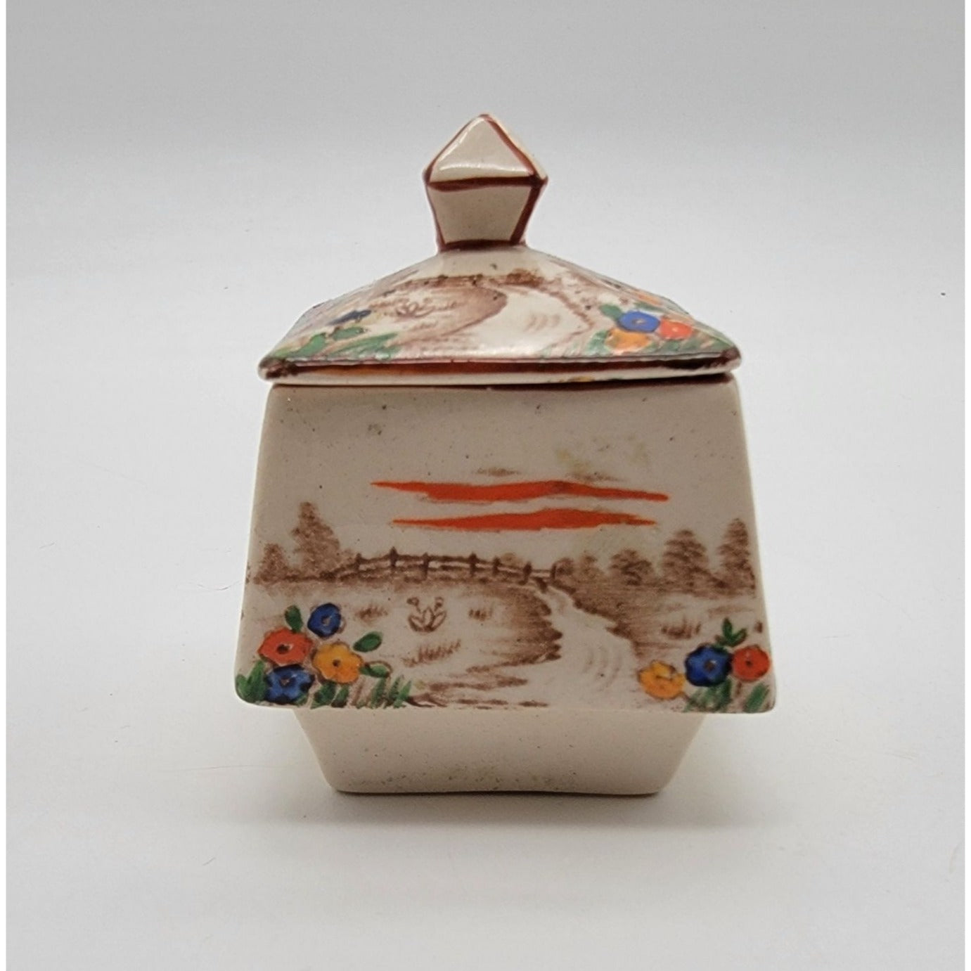 Art Deco T.G. Green & Co Fairy Glen Mustard Condiment Pot With Lid