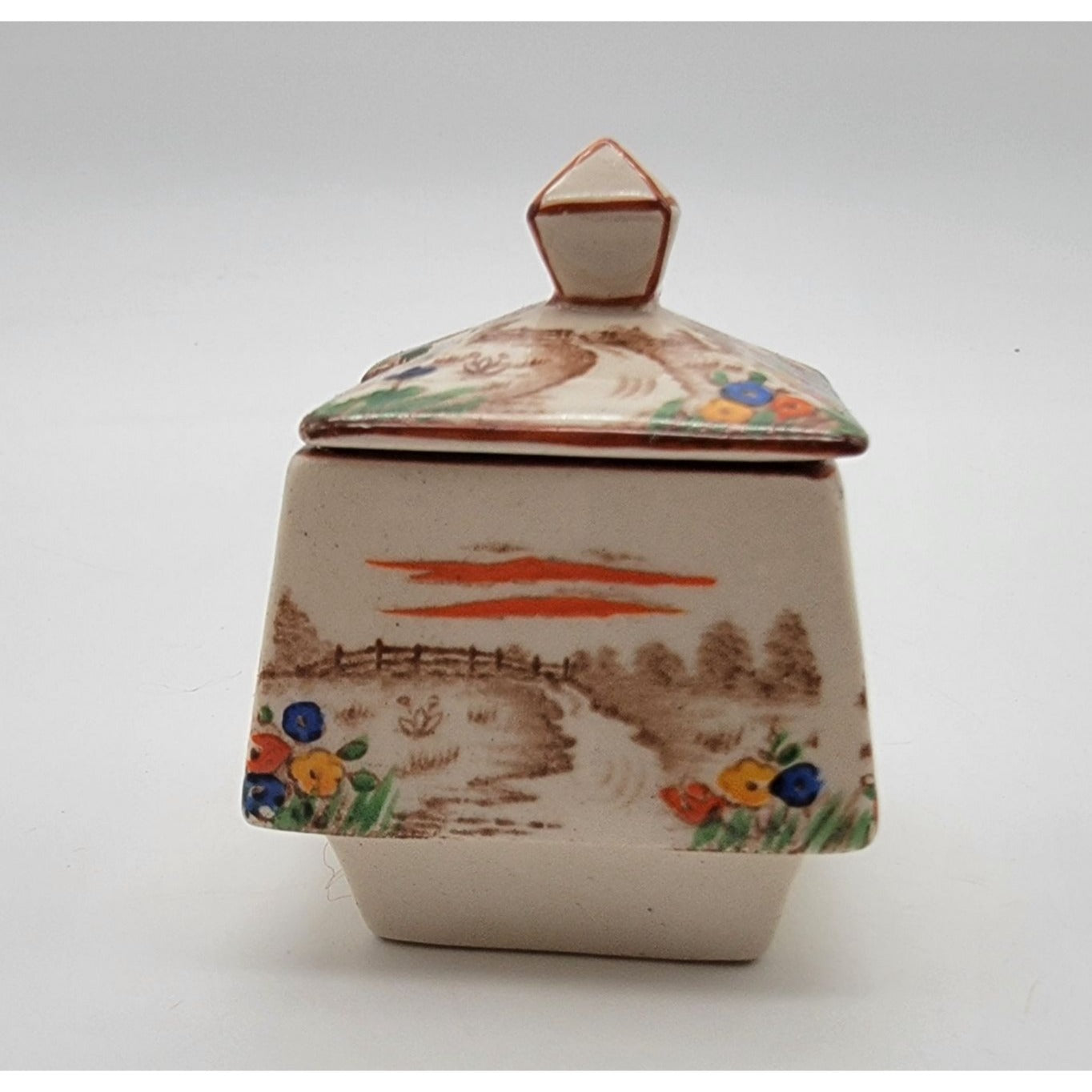 Art Deco T.G. Green & Co Fairy Glen Mustard Condiment Pot With Lid