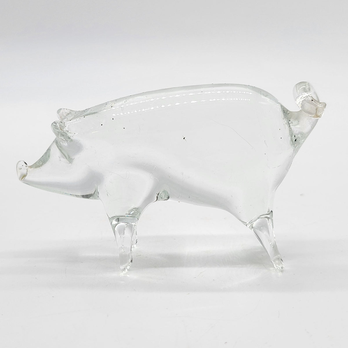 Vintage Hand-Blown Clear Glass Pig Sculpture as found