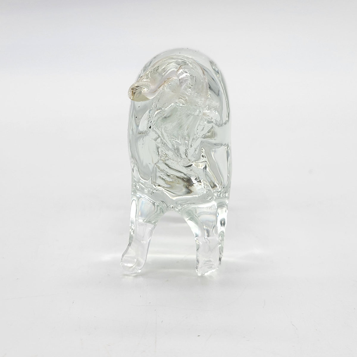 Vintage Hand-Blown Clear Glass Pig Sculpture as found