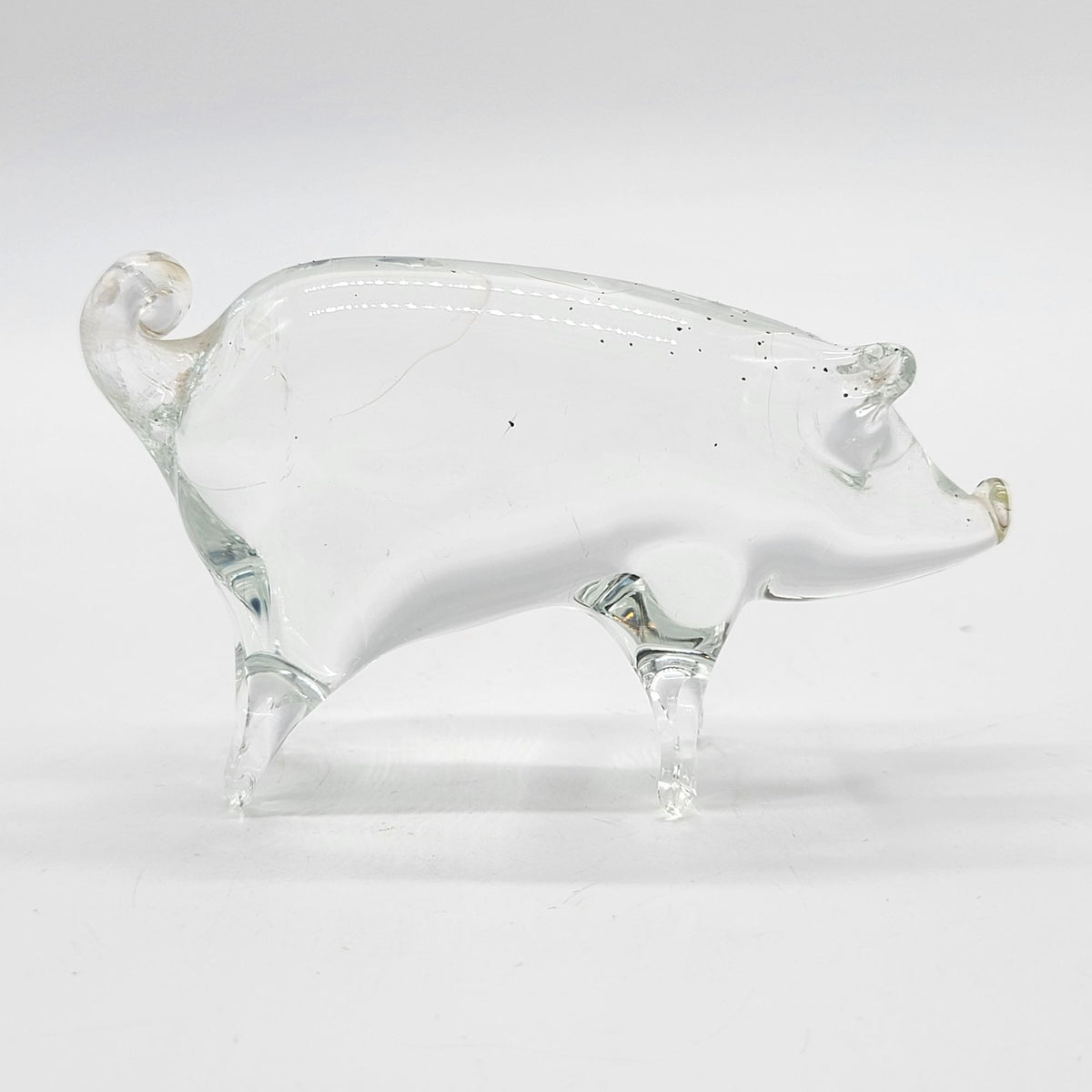 Vintage Hand-Blown Clear Glass Pig Sculpture as found