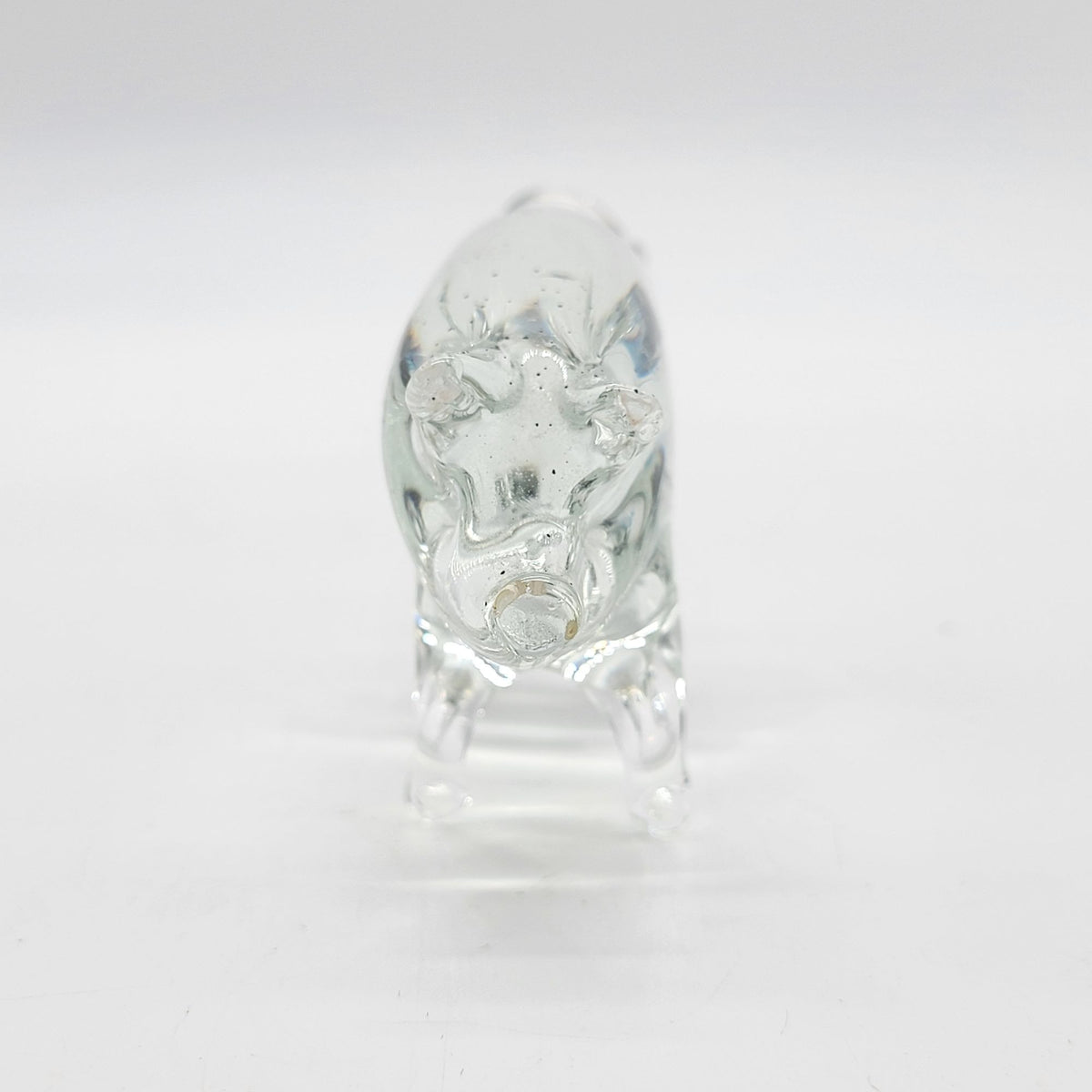 Vintage Hand-Blown Clear Glass Pig Sculpture as found