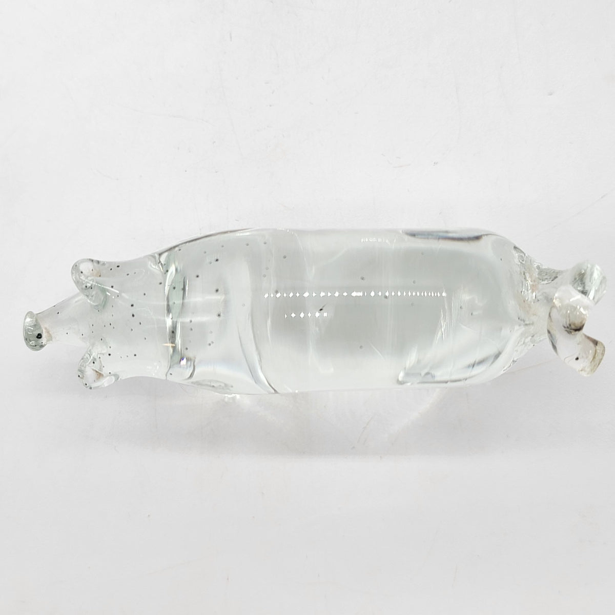 Vintage Hand-Blown Clear Glass Pig Sculpture as found