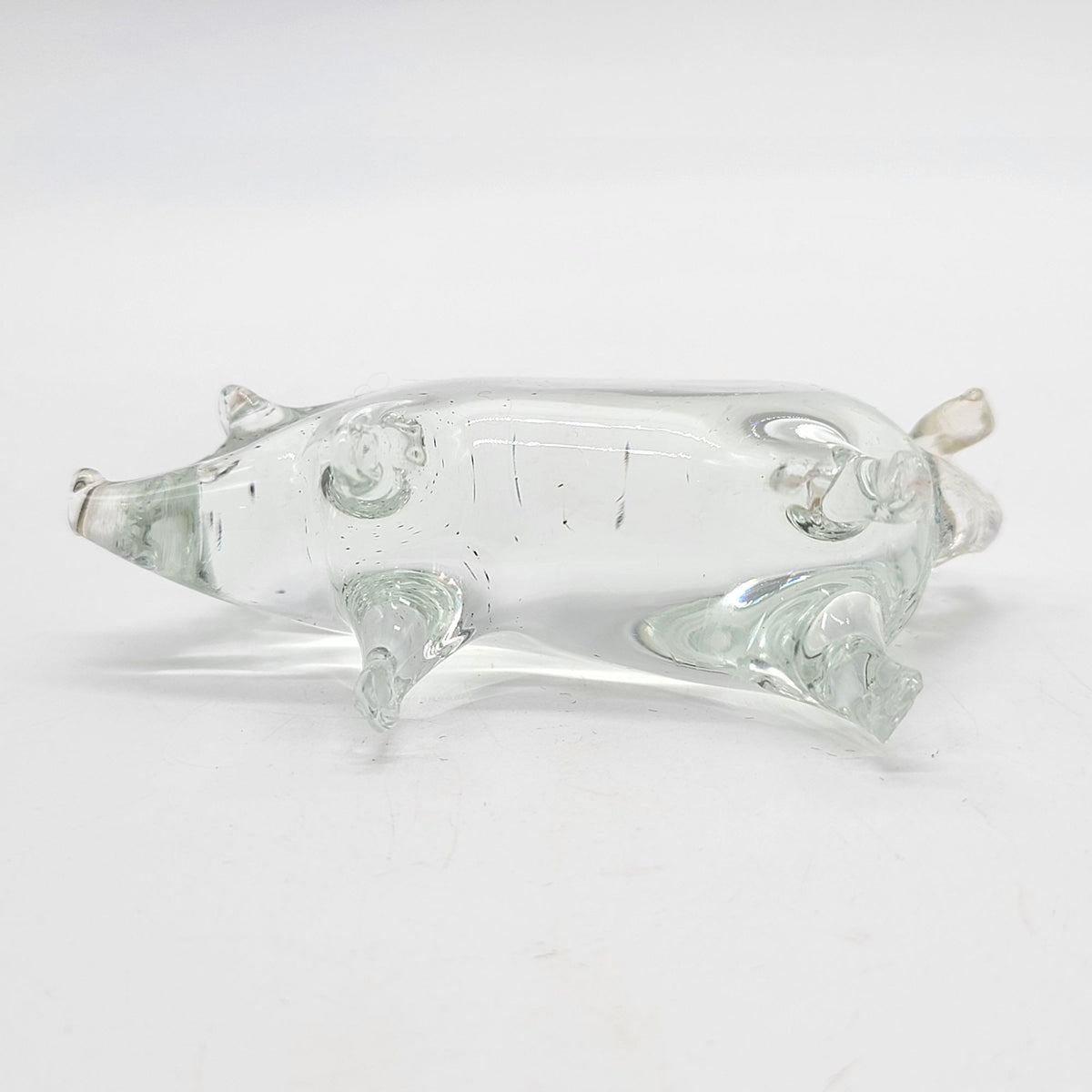 Vintage Hand-Blown Clear Glass Pig Sculpture as found