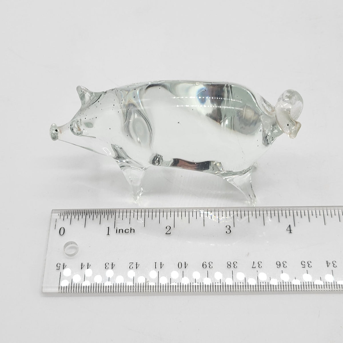 Vintage Hand-Blown Clear Glass Pig Sculpture as found