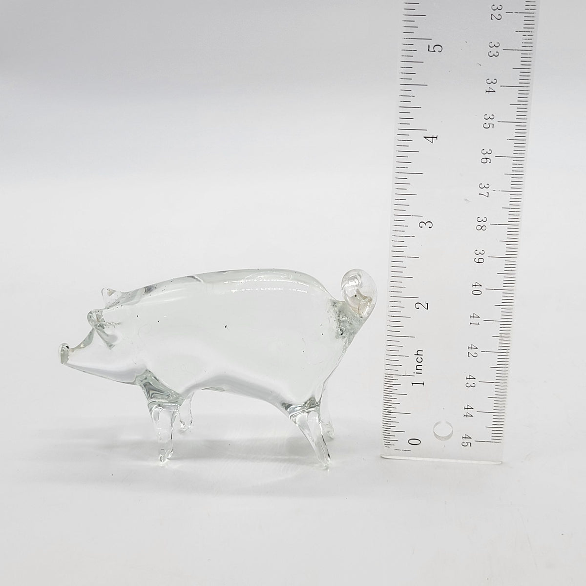 Vintage Hand-Blown Clear Glass Pig Sculpture as found