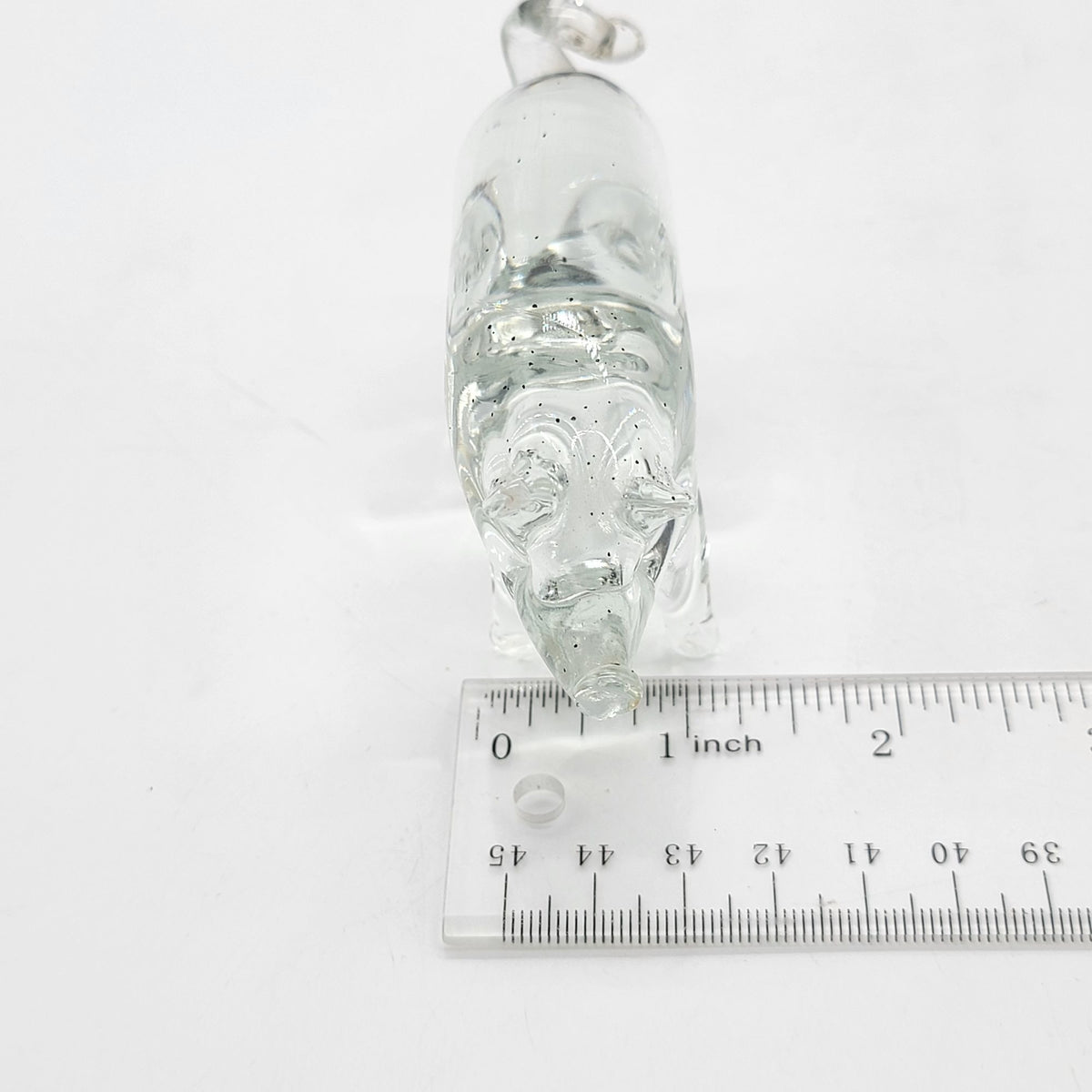 Vintage Hand-Blown Clear Glass Pig Sculpture as found