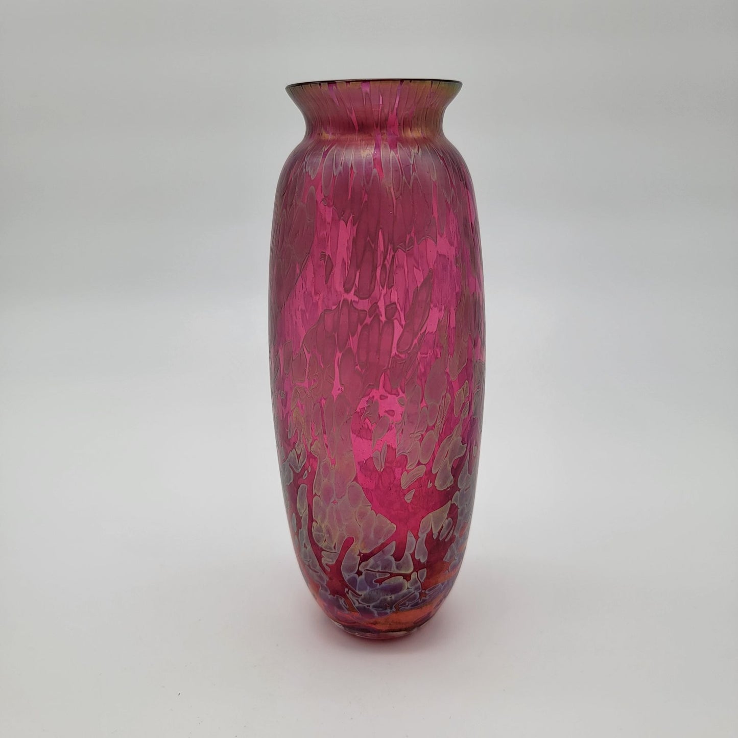 Pair of Vintage Royal Brierley Studio Iridescent Pink Art Glass Vase