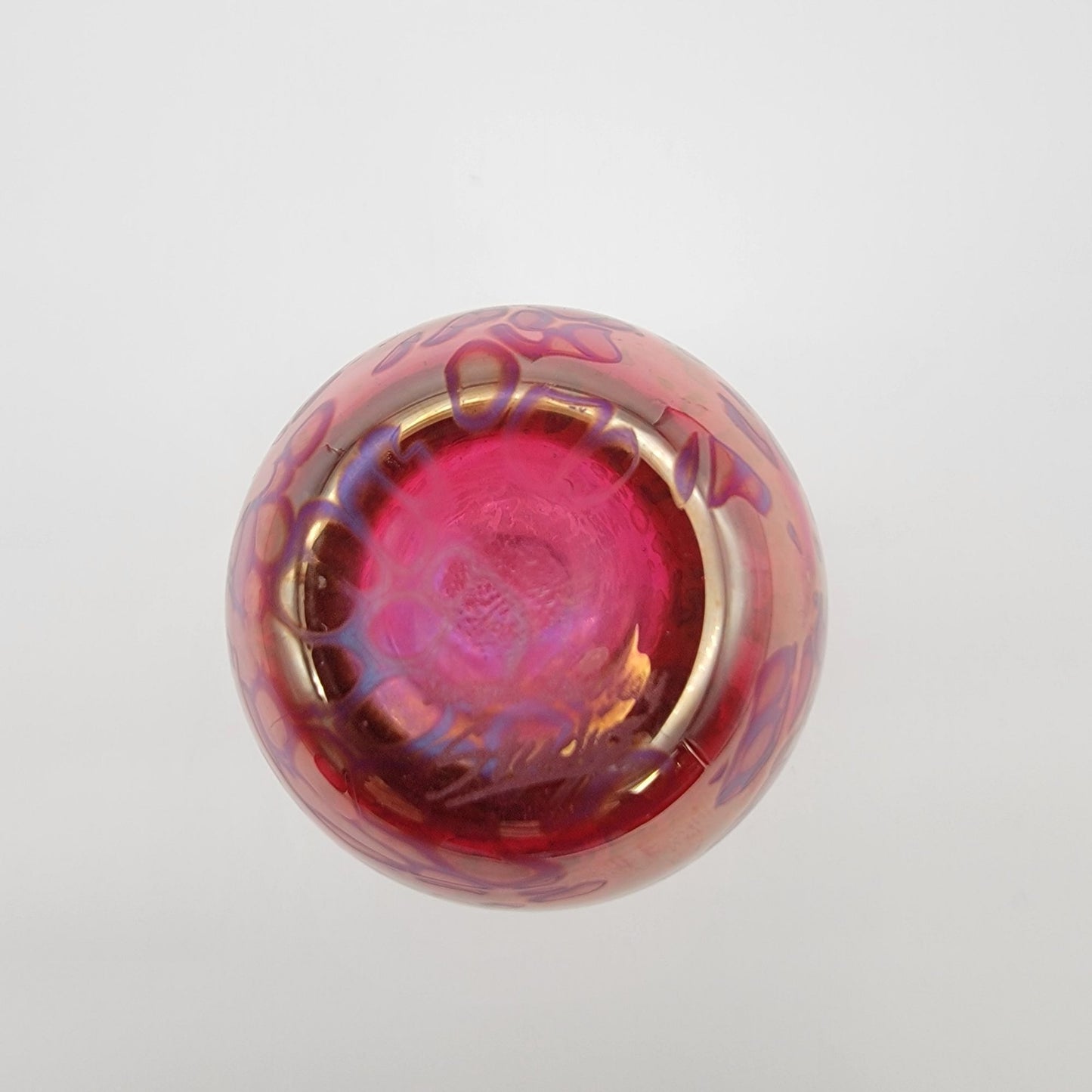 Pair of Vintage Royal Brierley Studio Iridescent Pink Art Glass Vase