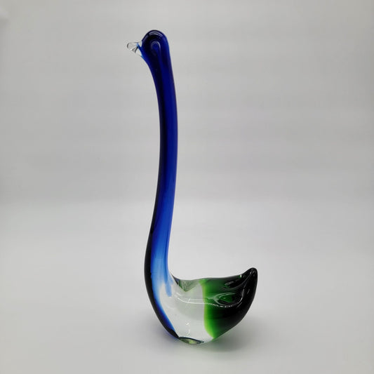Vintage Handblown Art Glass Swan Sculpture Blue & Green