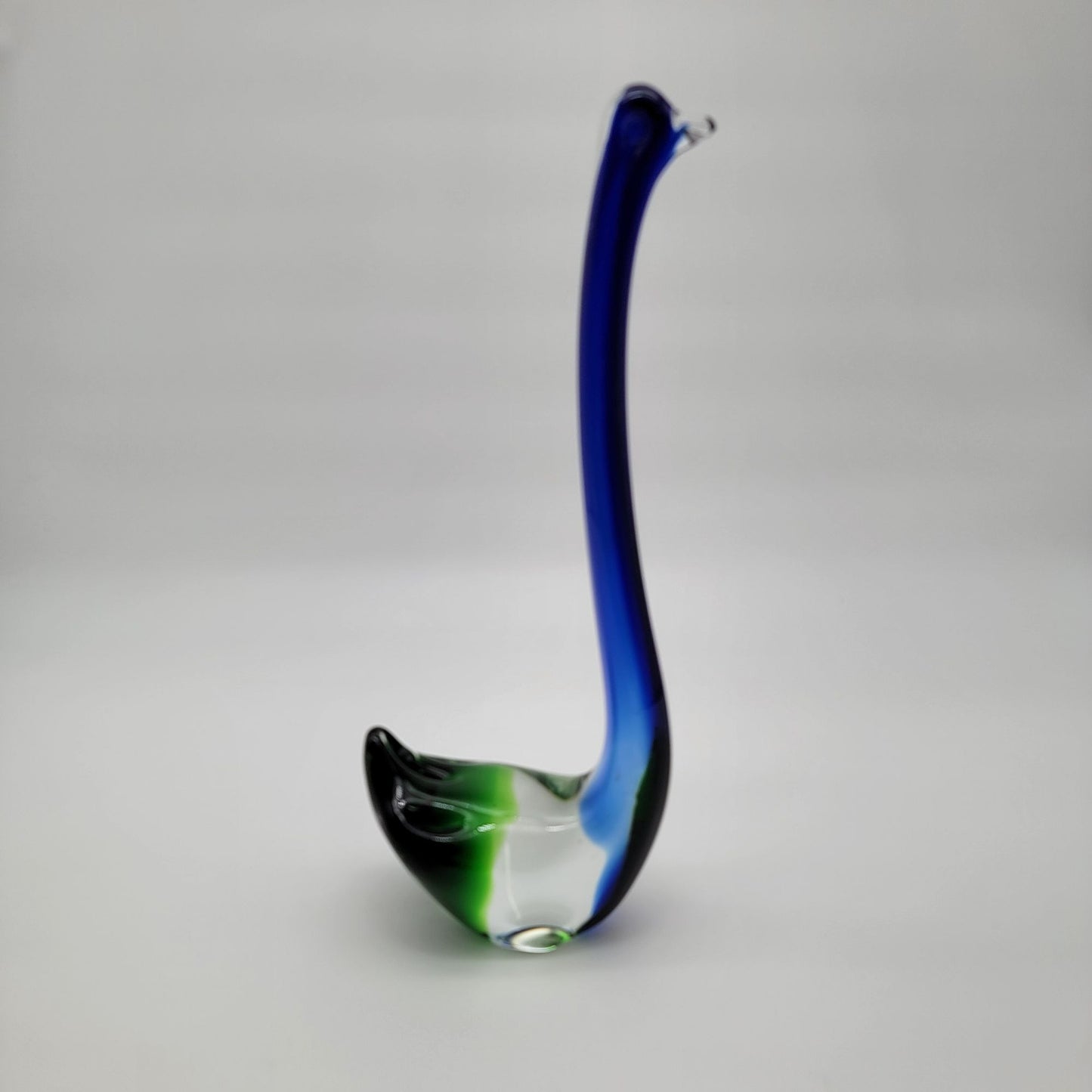 Vintage Handblown Art Glass Swan Sculpture Blue & Green