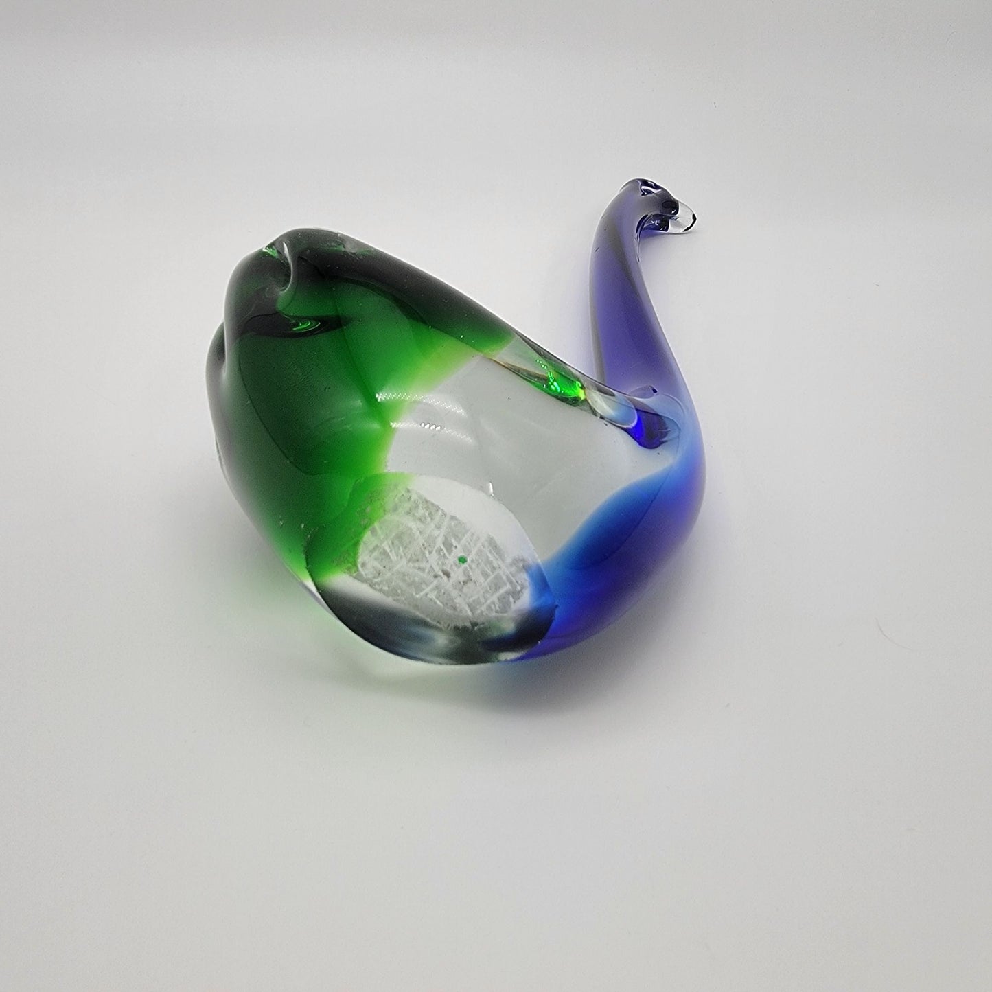 Vintage Handblown Art Glass Swan Sculpture Blue & Green