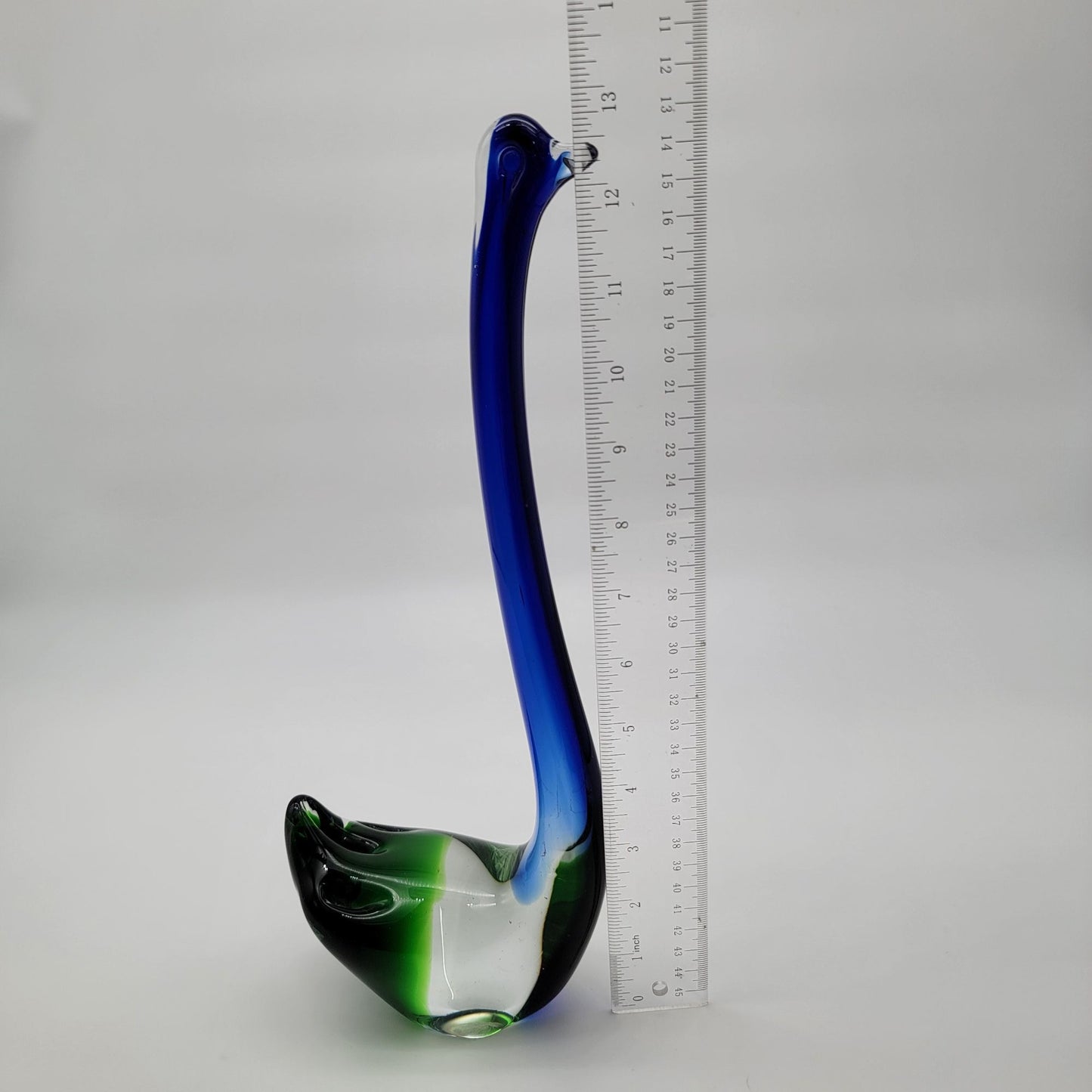 Vintage Handblown Art Glass Swan Sculpture Blue & Green