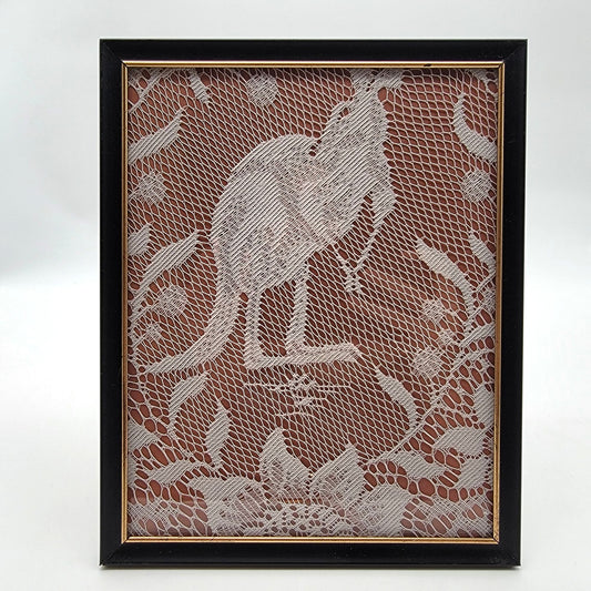 Vintage 1971 Filet Crochet Lace Kangaroo Panel