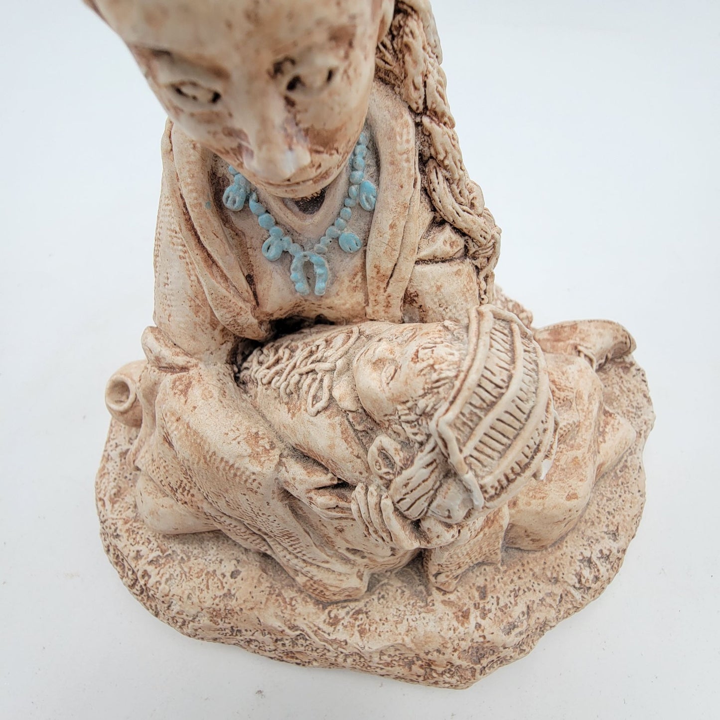 Navajo Elder With Child Sculpture By Lynette Carroll