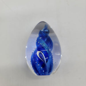 1997 Blacksheep Dichroic Glass Blue Egg Paperweight Signed BSG 97