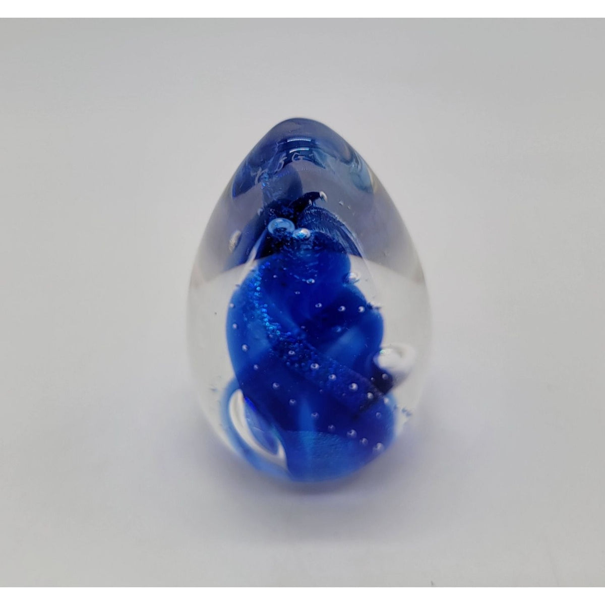 1997 Blacksheep Dichroic Glass Blue Egg Paperweight Signed BSG 97