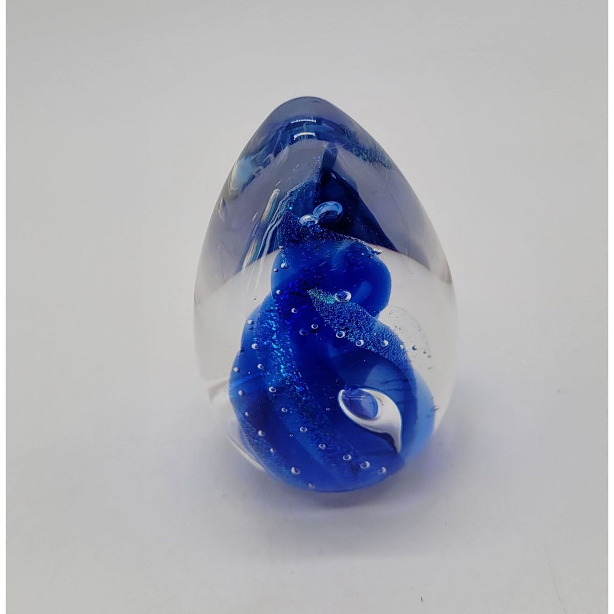 1997 Blacksheep Dichroic Glass Blue Egg Paperweight Signed BSG 97