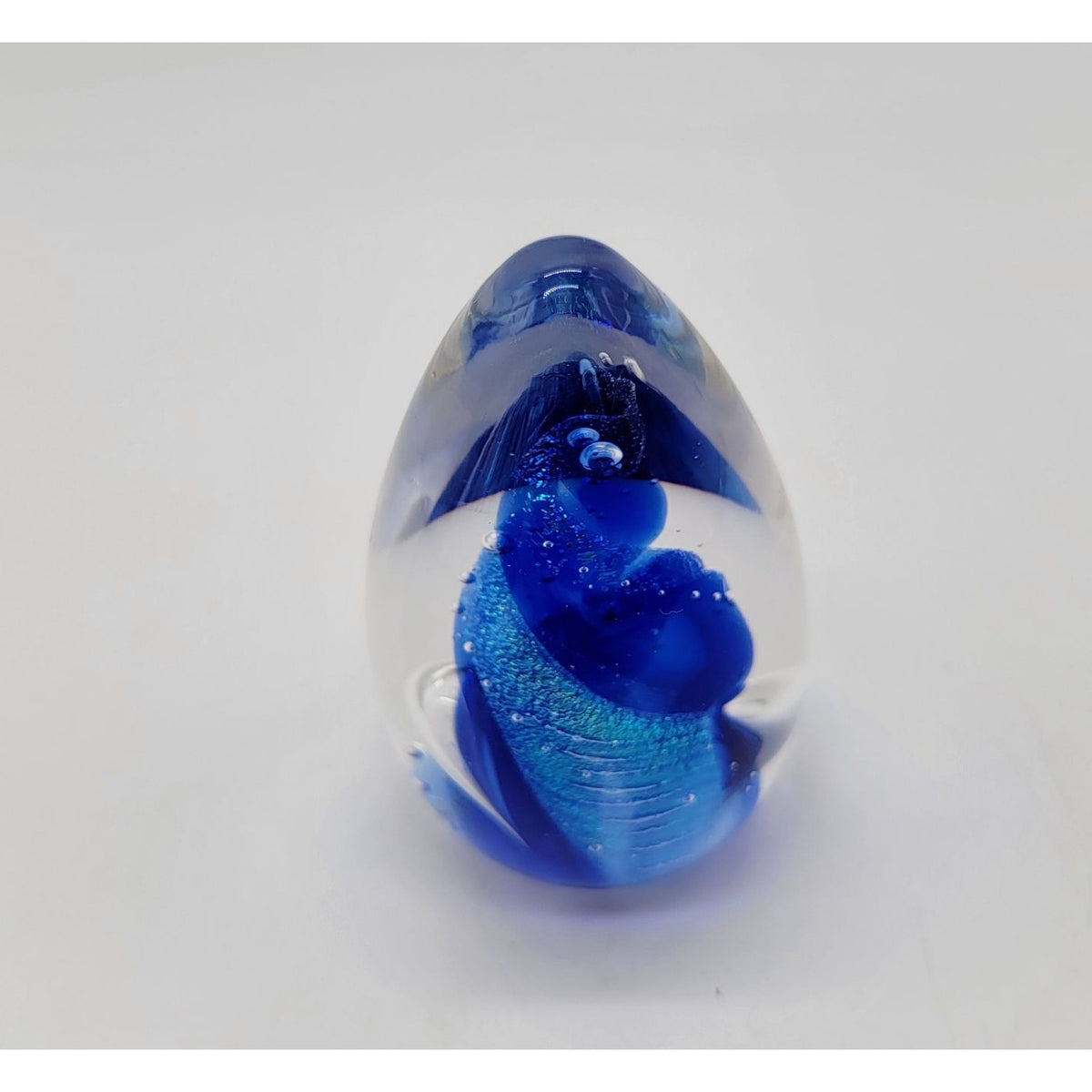 1997 Blacksheep Dichroic Glass Blue Egg Paperweight Signed BSG 97