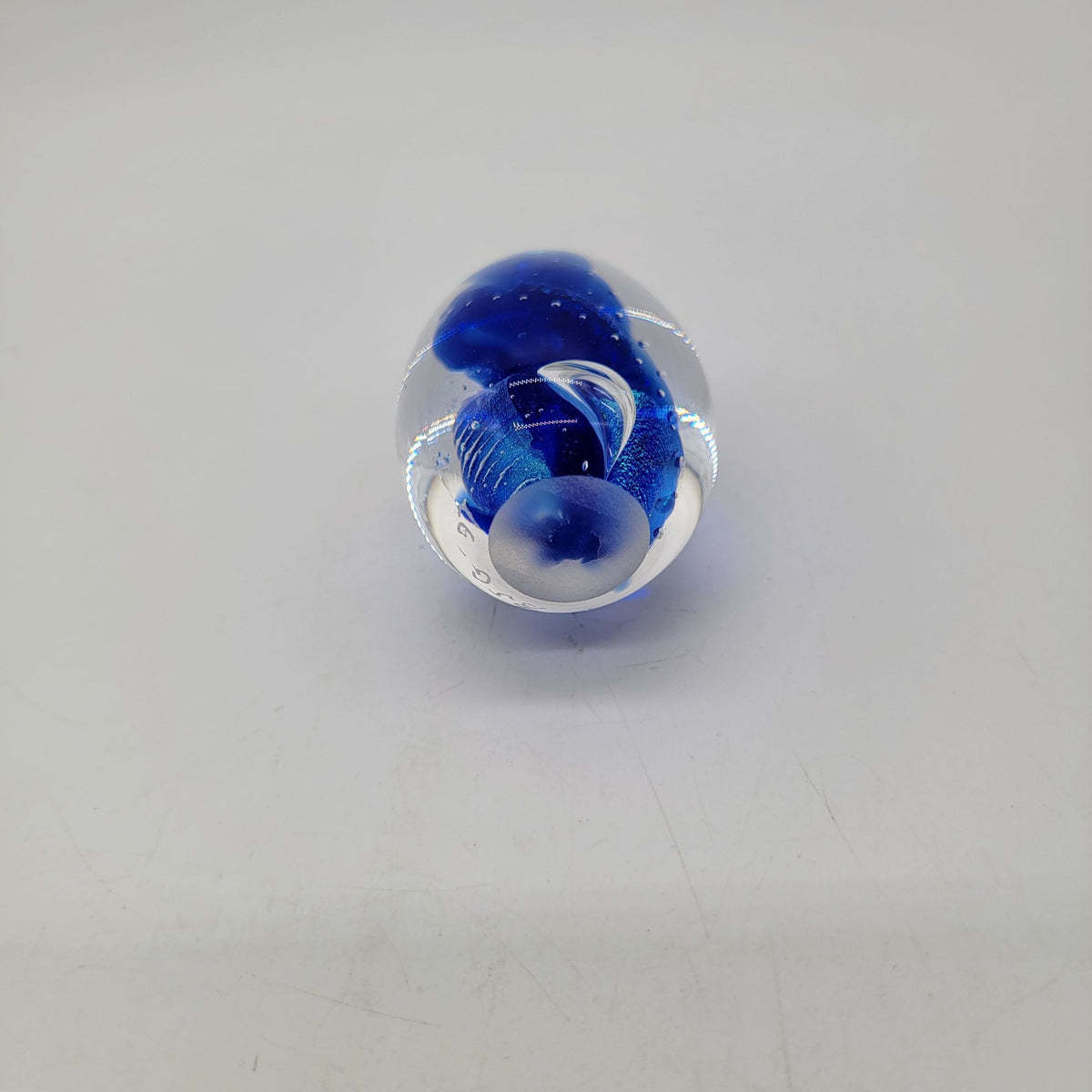 1997 Blacksheep Dichroic Glass Blue Egg Paperweight Signed BSG 97