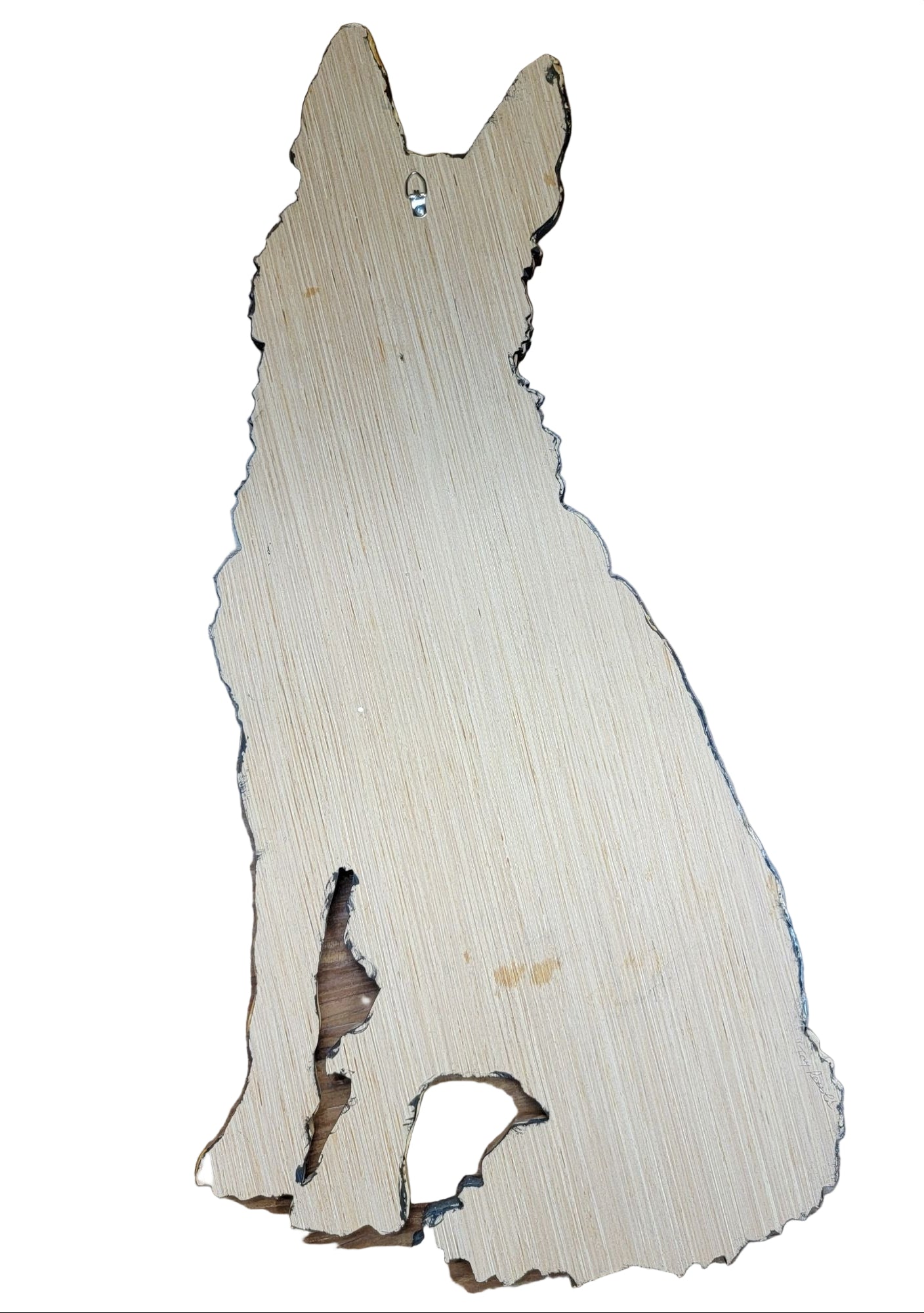 Vintage Life-size Signed Intarsia Wood German Shepherd Wall Art