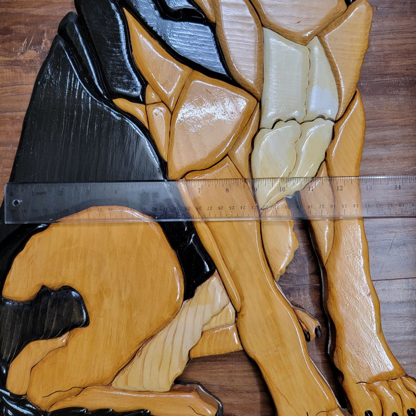 Vintage Life-size Signed Intarsia Wood German Shepherd Wall Art