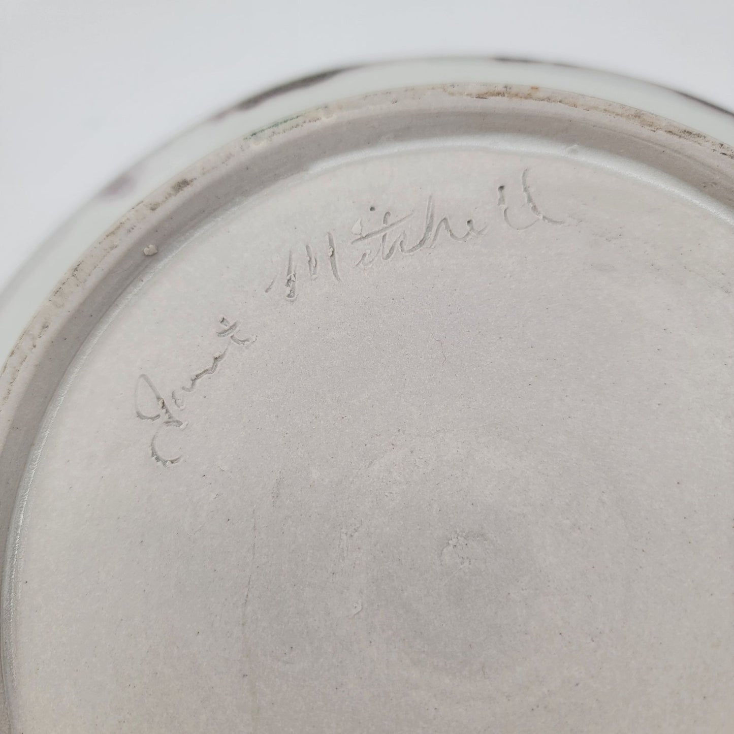 Vintage Signed Janet Mitchell Art Pottery Bowl Hand Painted