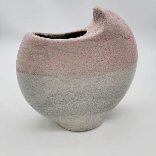 Vintage 1990's Pottery Swirl Vase Gray & Pink