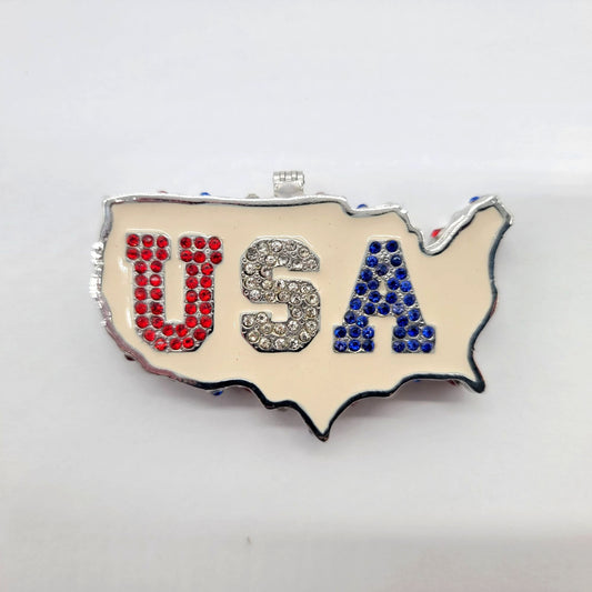 Objet D'Art Red White & True USA Trinket Box Artform No. 210