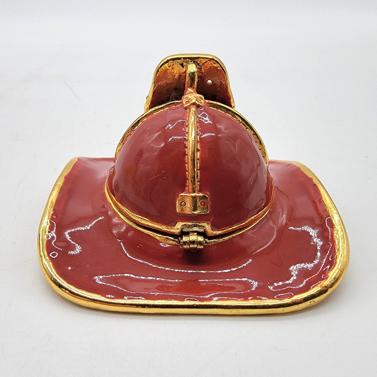 Objet d Art Fire Chief Trinket Box American Heros No. 157 Fire Fighter Red Hat