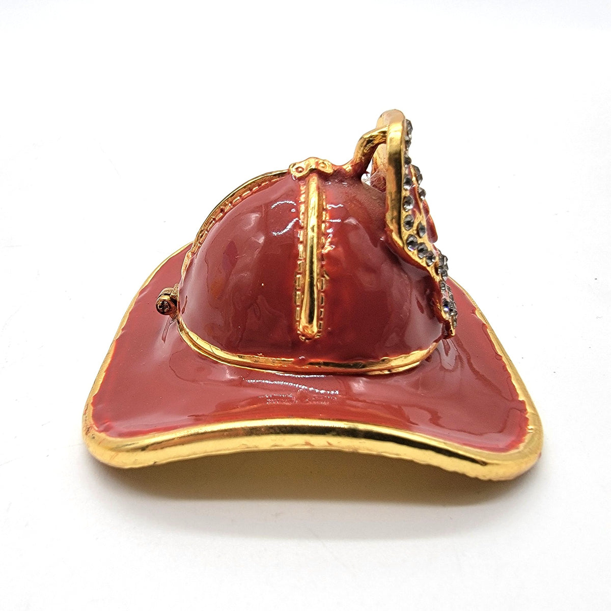 Objet d Art Fire Chief Trinket Box American Heros No. 157 Fire Fighter Red Hat