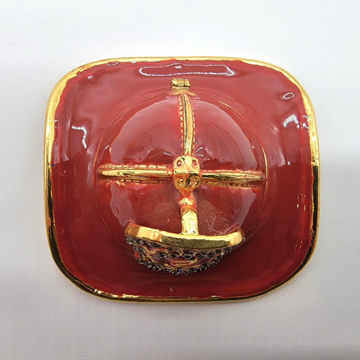 Objet d Art Fire Chief Trinket Box American Heros No. 157 Fire Fighter Red Hat