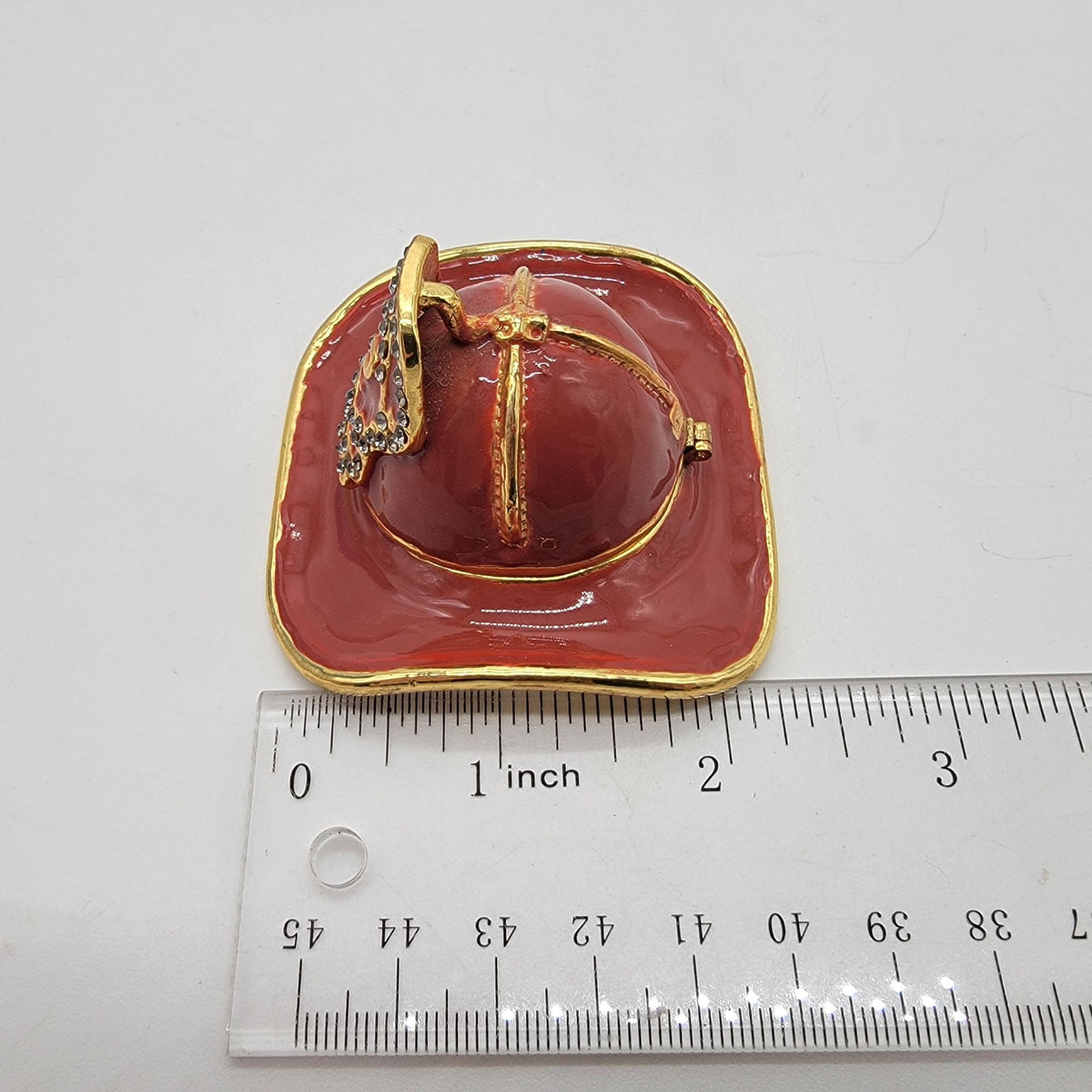 Objet d Art Fire Chief Trinket Box American Heros No. 157 Fire Fighter Red Hat