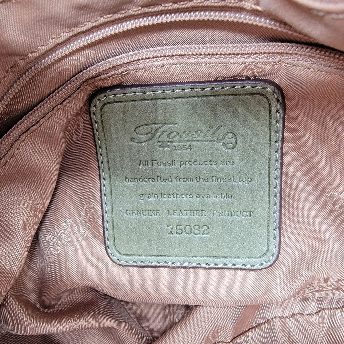 Vintage Fossil 1954 Avocado Green Pebbled Leather Hobo Shoulder Bag Purse