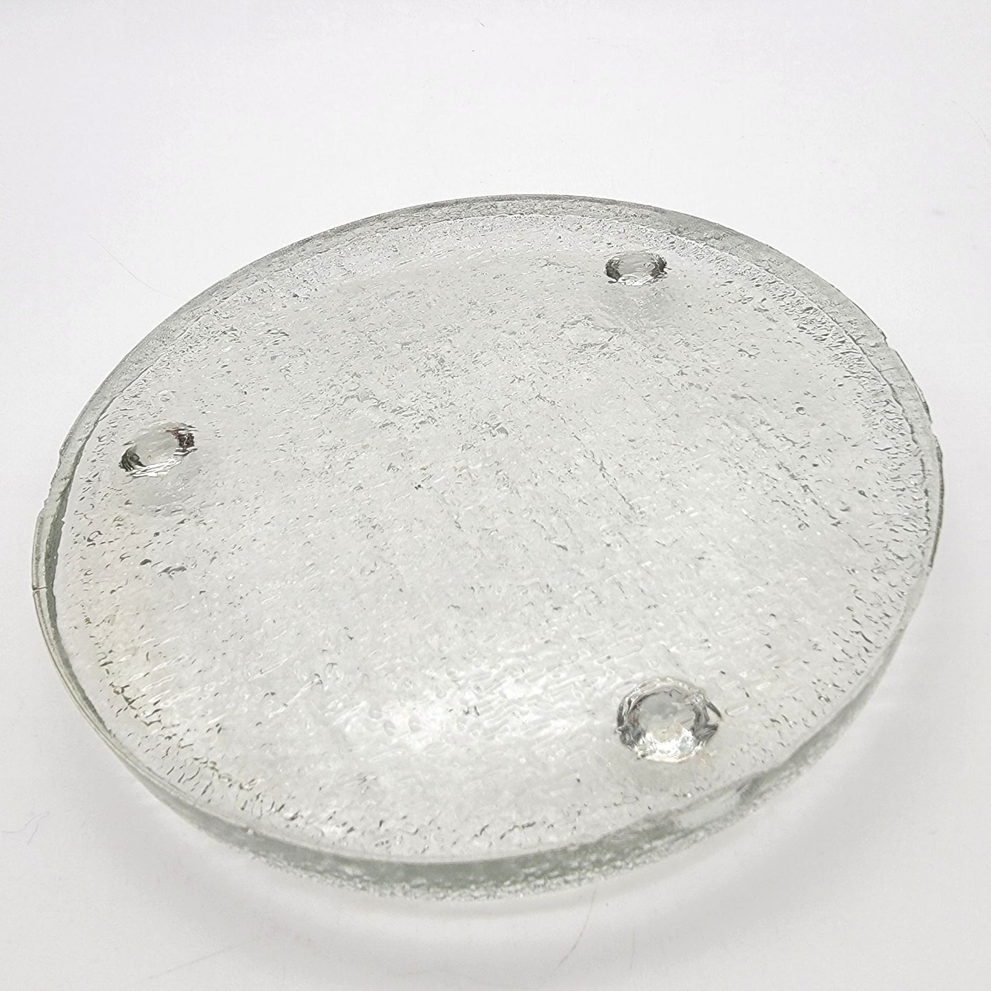 Glass Round Textured Candle Holder Trivet