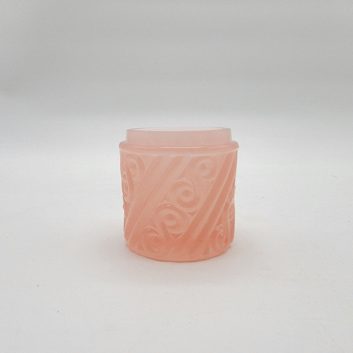 Portieux Vallerysthal French Pink Opaline Glass Covered Jar Suisse Pattern