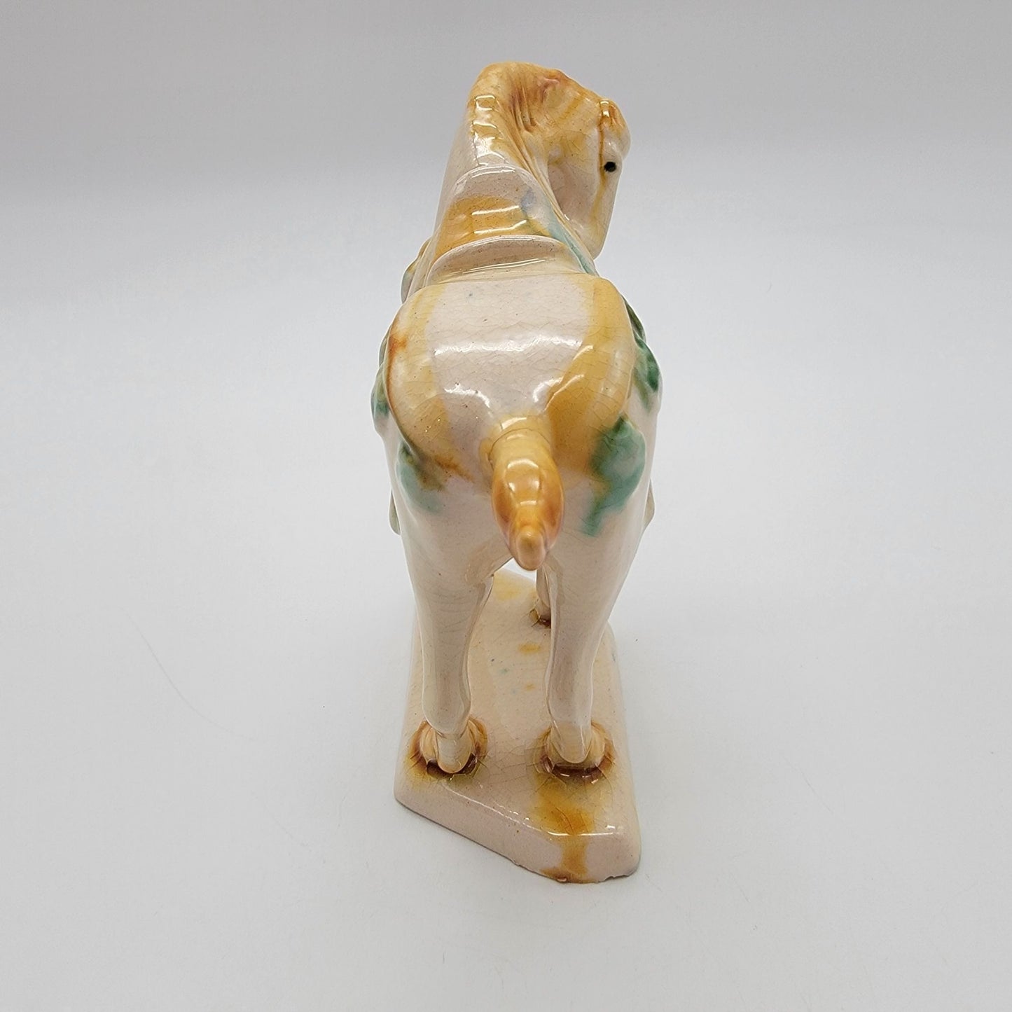 Vintage Tang Dynasty Reproduction Sancai Glazed War Horse Figurine  Repaired