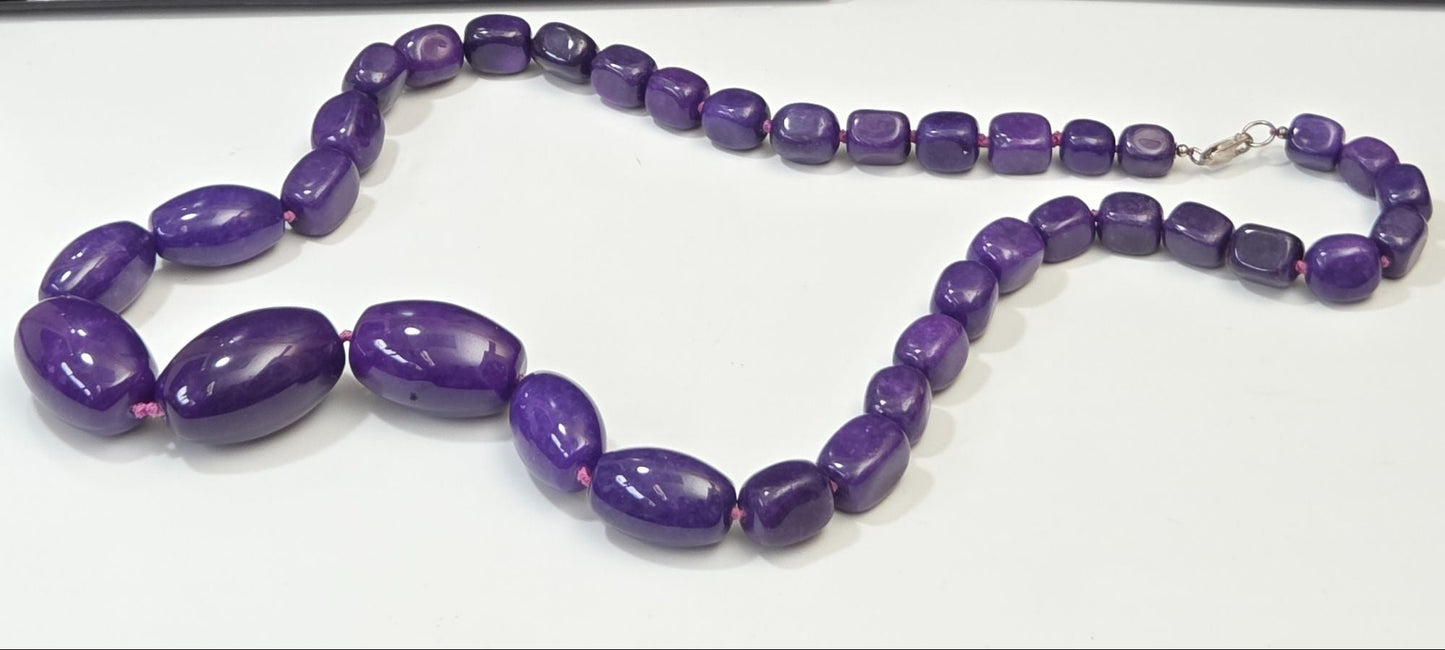 Large Purple Sugilite Gemstone Beaded Necklace 29"