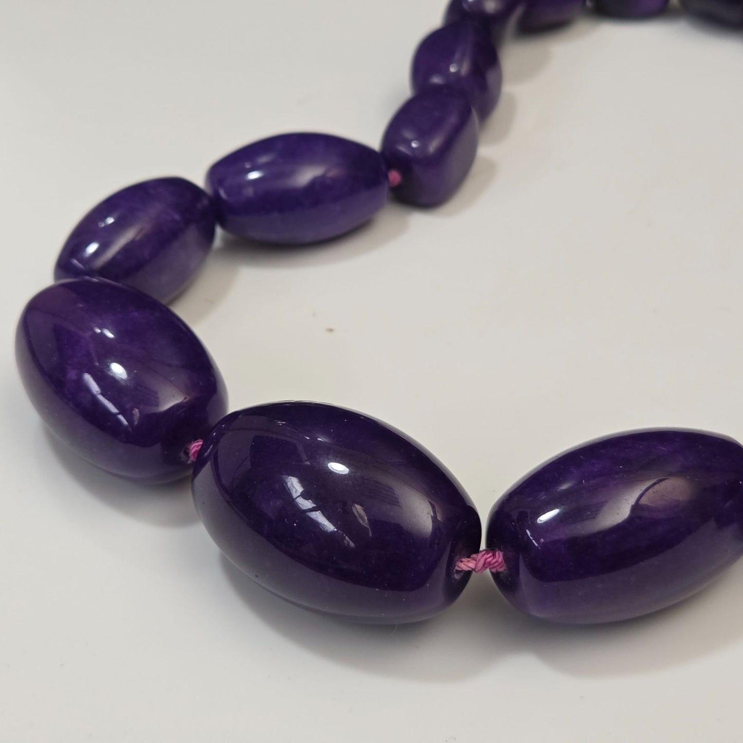 Large Purple Sugilite Gemstone Beaded Necklace 29"