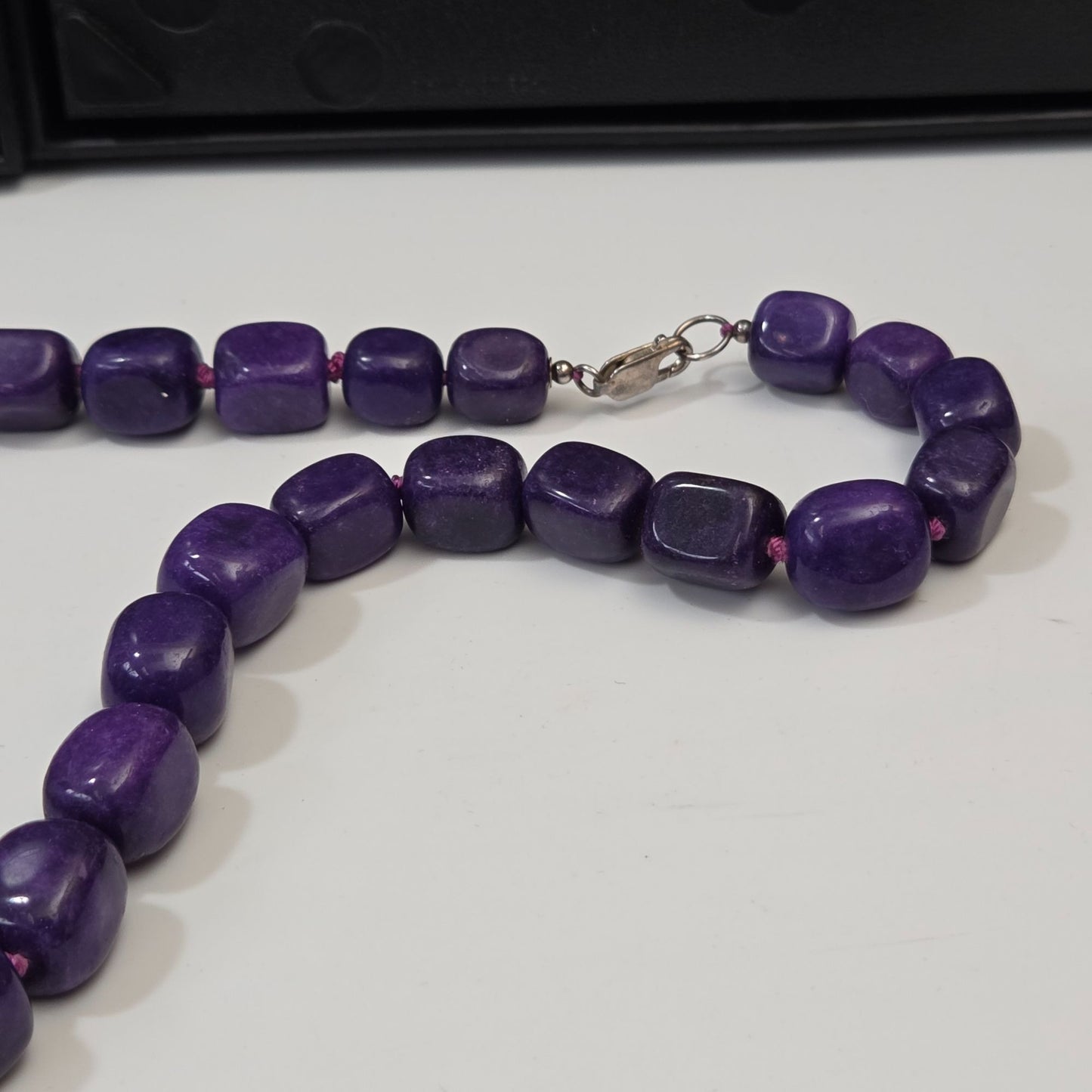 Large Purple Sugilite Gemstone Beaded Necklace 29"